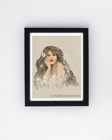 8x10 Giclee Art Print "Woman and Flowers" - Maile Cristina Artist