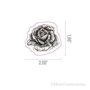 Original Rose Sketch 2" Vinyl Sticker - Maile Cristina Artist