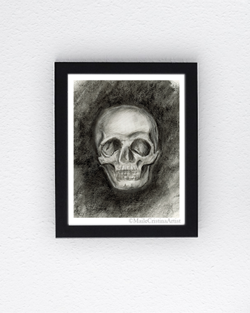 8x10 Art Print "Charcoal Skull" - Maile Cristina Artist