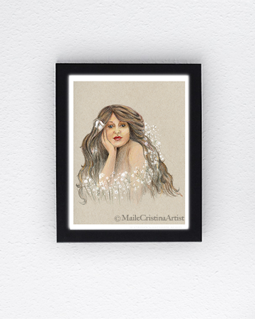 8x10  Giclee Art Print "Woman and Flowers" - Maile Cristina Artist