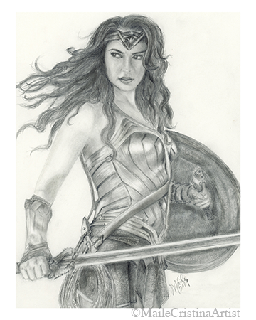 8x10 Giclee Art Print "Wonder Woman" Fan Art - Maile Cristina Artist