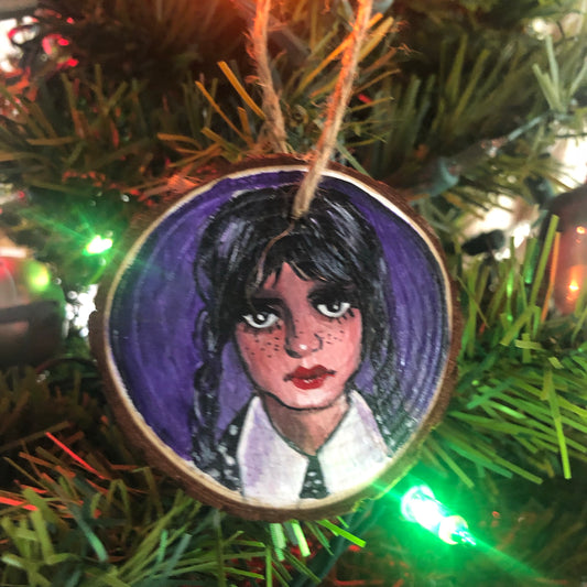 Wednesday Addams Ornament (2in round)