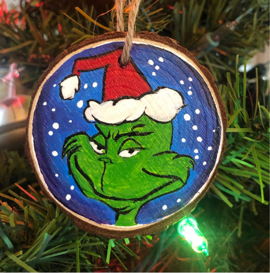 The Grinch Ornament (2in round)